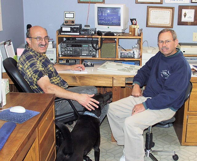 Dick W6TK & John W6SL in Dick's Radio Shack, Nr St Luis Obispo, 
Central California